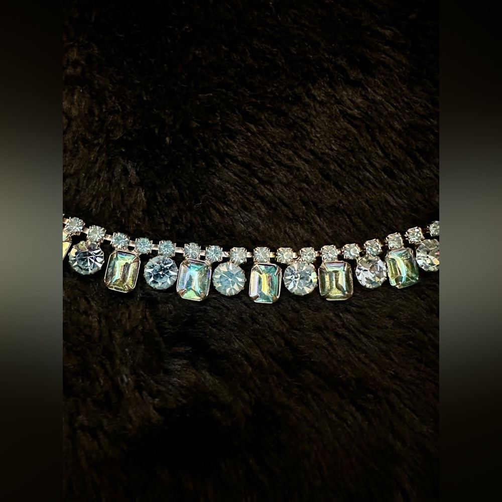 Vintage Blue Rhinestone Necklace - Picture 2 of 5